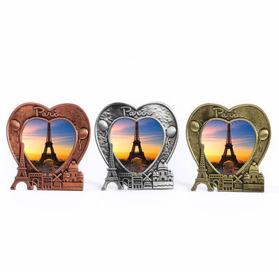 Paris France Eiffel Tower Metal Heart Shaped Picture Frame 3D Love Sunset Scenery